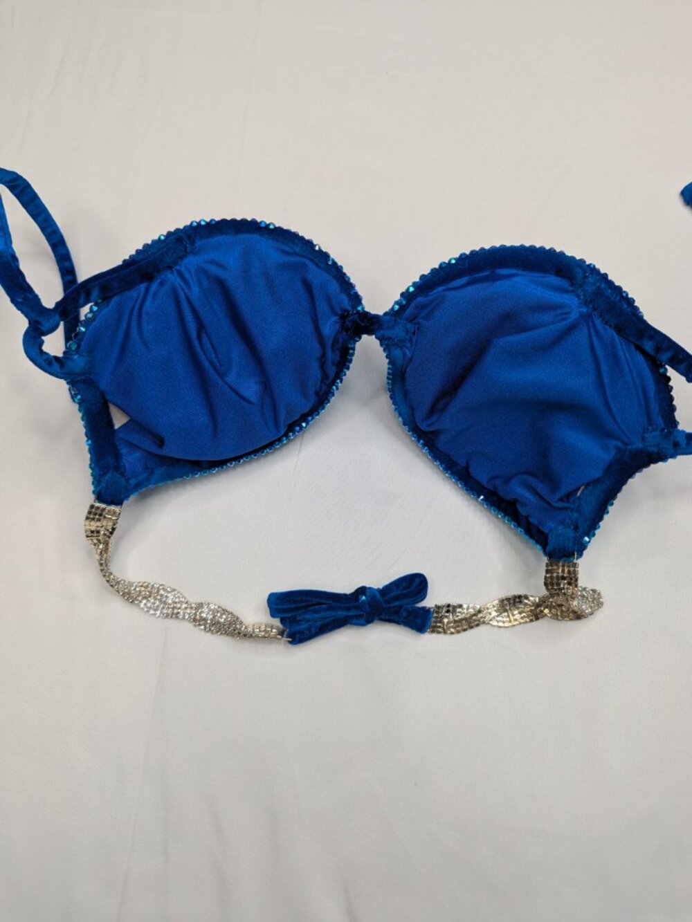 Royal Blue Rhinestone Competition Bikini Rave Bra Top - Picture 11 of 17